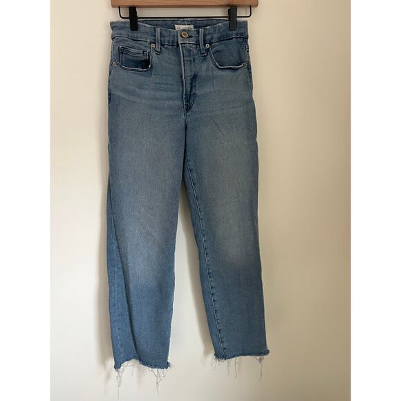 Good American Good Curve High Rise Skinny Jeans Distressed Ankle - Picture 1 of 3